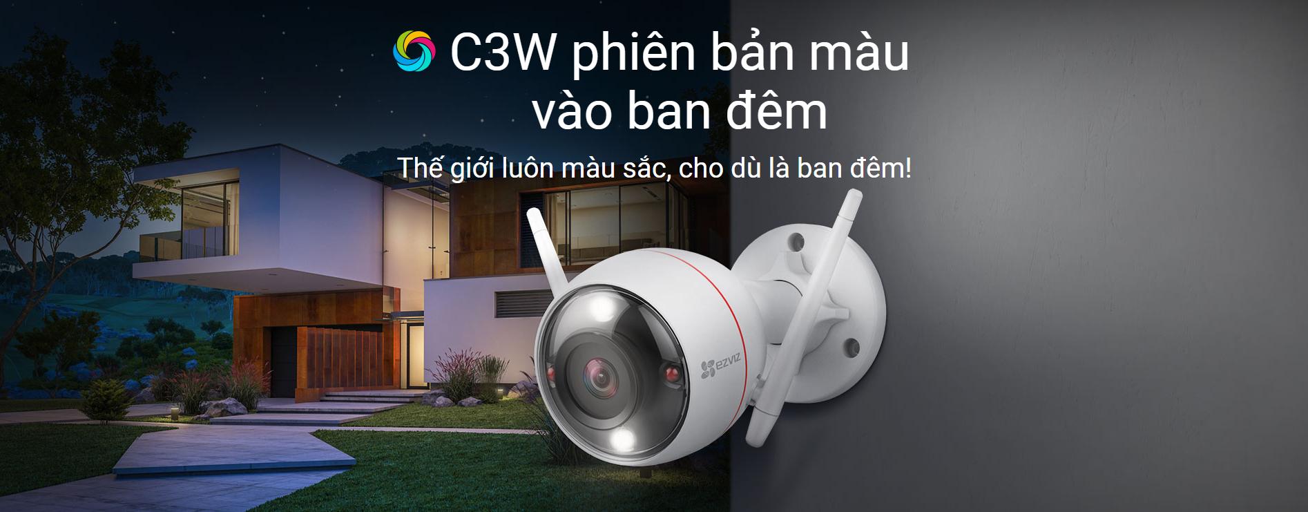 Camera Ezviz C3W 2MP phiên bản ban đêm có màu có tích hợp bảo vệ kép