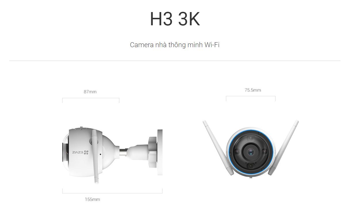 Camera Ezviz H3 độ phân giải 5MP 3K phát hiện chính xác người, vật