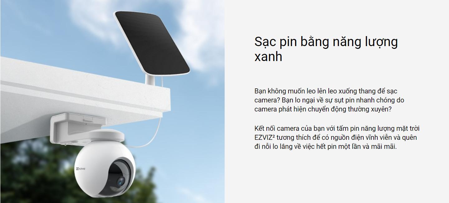 Camera Ezviz HB8 4MP tích hợp sẵn dung lượng lưu trữ trong và tấm PIN điện năng lượng