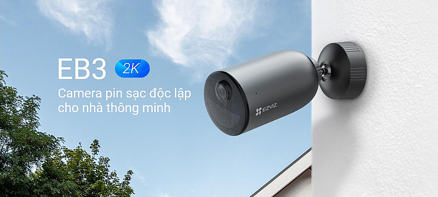 Camera Ezviz EB3 độ phân giải 2K chạy bằng PIN ngoài trời chuyên dụng
