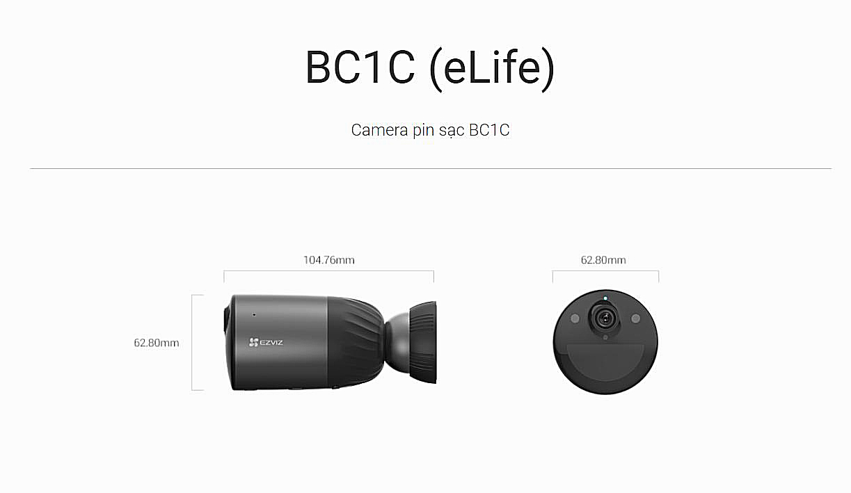 Camera Wifi Ezviz BC1C ngoài trời chạy pin lên tới 210 ngày