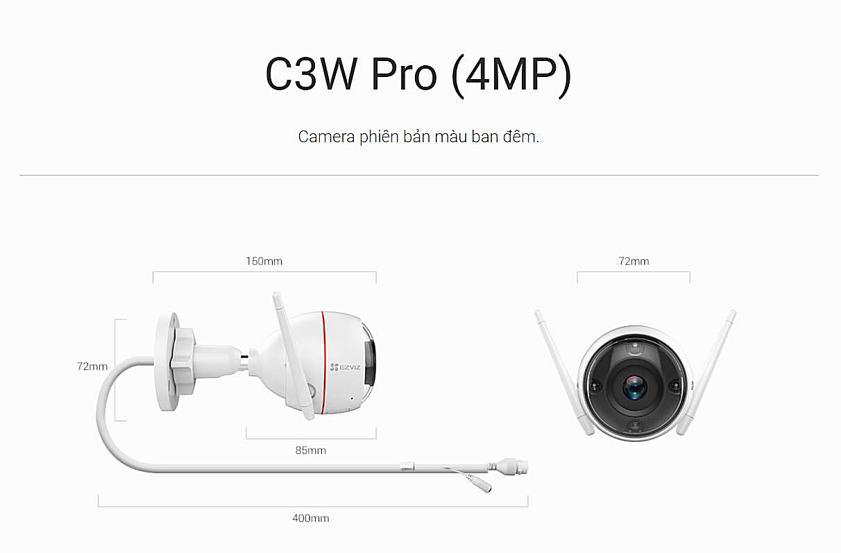 Camera Ezviz C3W PRO 4MP có màu ban đêm cao cấp