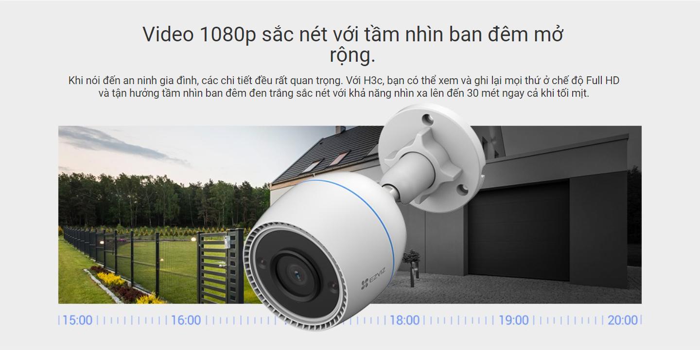 Camera Ezviz H3C tầm nhìn hồng ngoại lên tới 30M hỗ trợ thẻ nhớ 512Gb