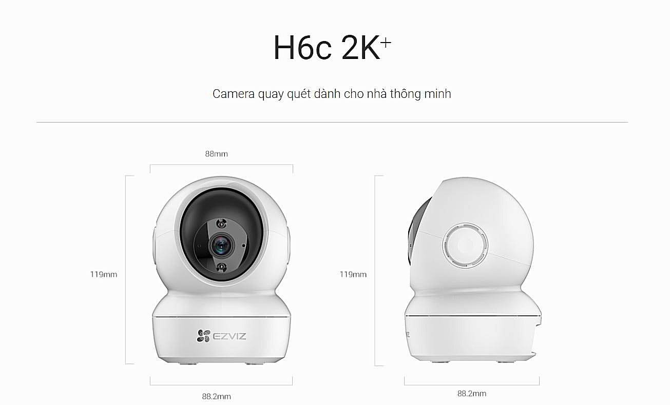 Camera Ezviz H6C 2K độ phân giải 4MP siêu nét không phơi sáng