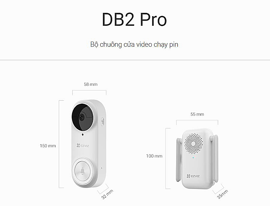 Bộ chuông cửa có camera chạy bằng Pin Ezviz DB2 Pro độ phân giải lên tới 5MP