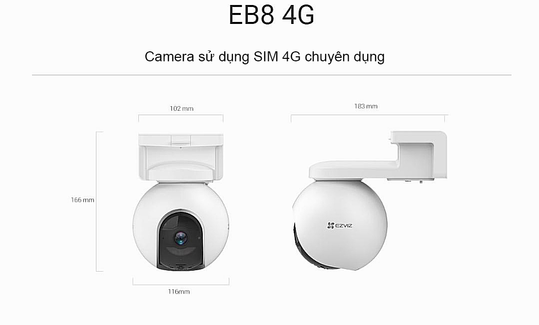 Camera 4G sử dụng điện năng lượng mặt trời Ezviz EB8 chuyên dụng