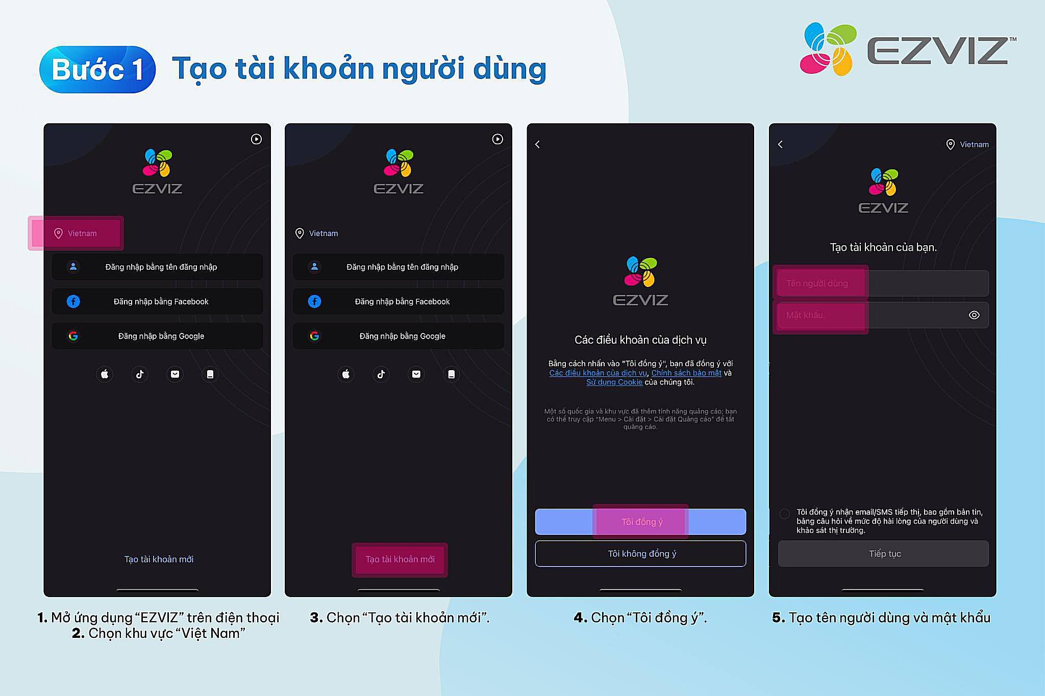 Hướng dẫn tạo tài khoản Ezviz mới nhất