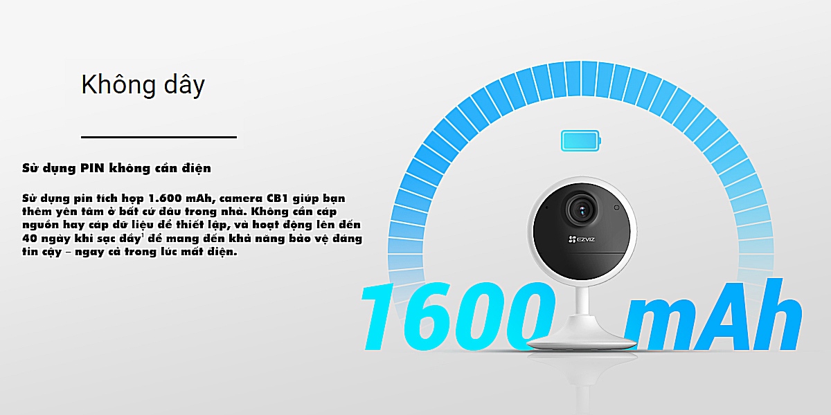 Camera Ezviz CB1 chạy bằng PIN hỗ trợ thẻ nhớ tới 512Gb