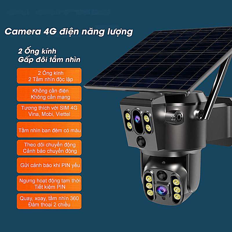 Camera 4G điện năng lượng DK45B 2 ống kính 2 tầm nhìn độc lập