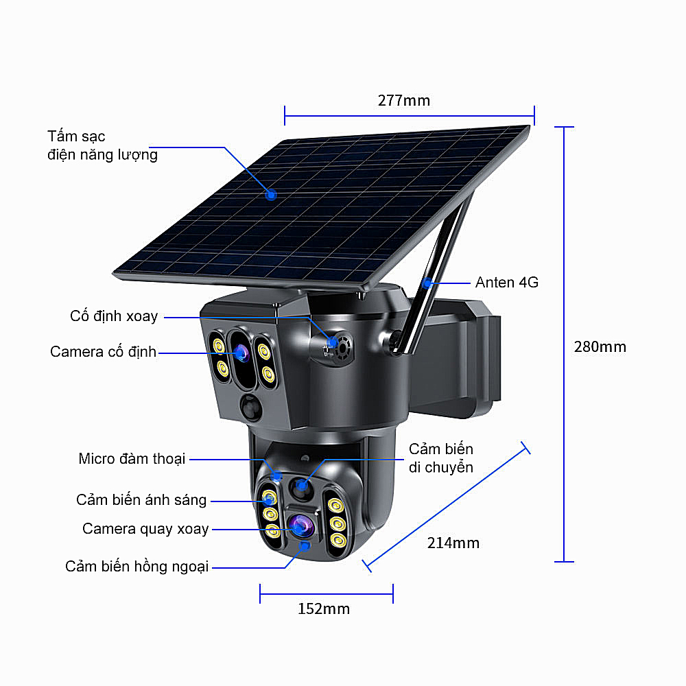 Camera 4G điện năng lượng DK45B 2 ống kính 2 tầm nhìn độc lập