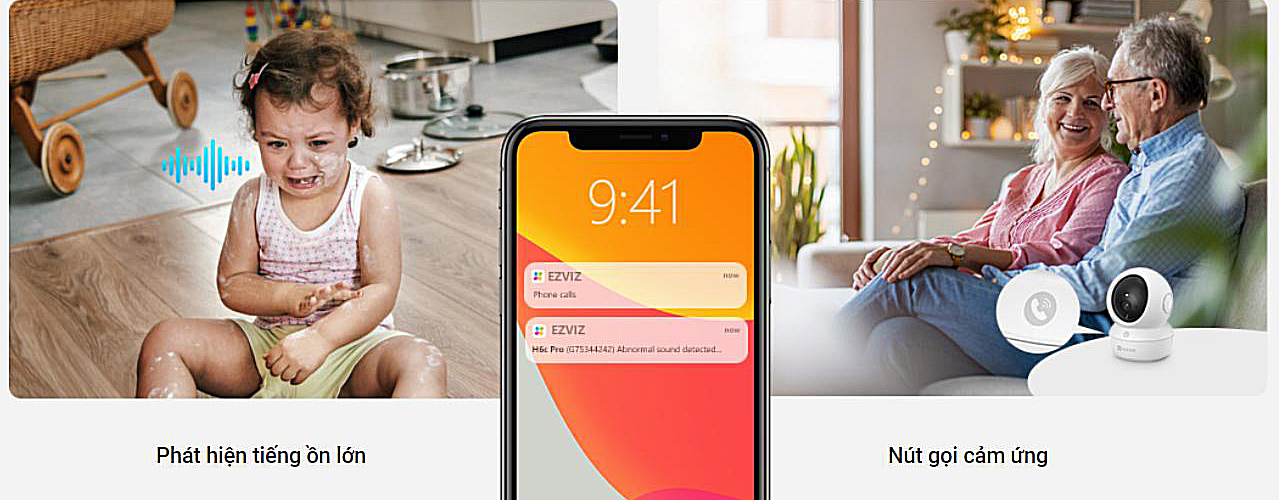 Camera Ezviz H6C Pro 2MP có nút gọi điện thoại tiện dụng