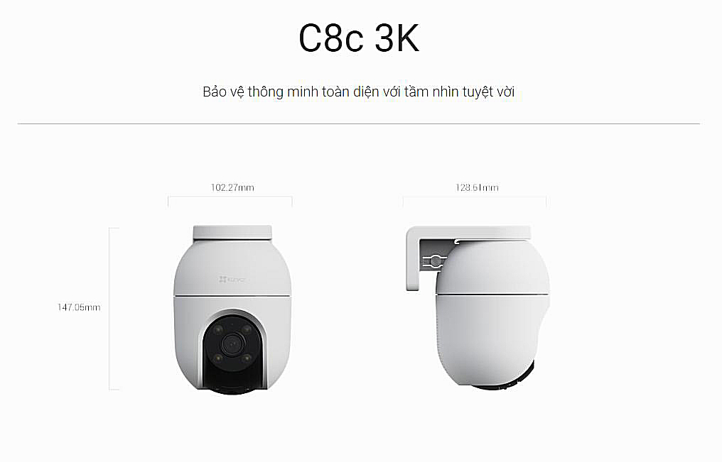 Camera Ezviz C8C 3K nhận diện thông minh báo động kép