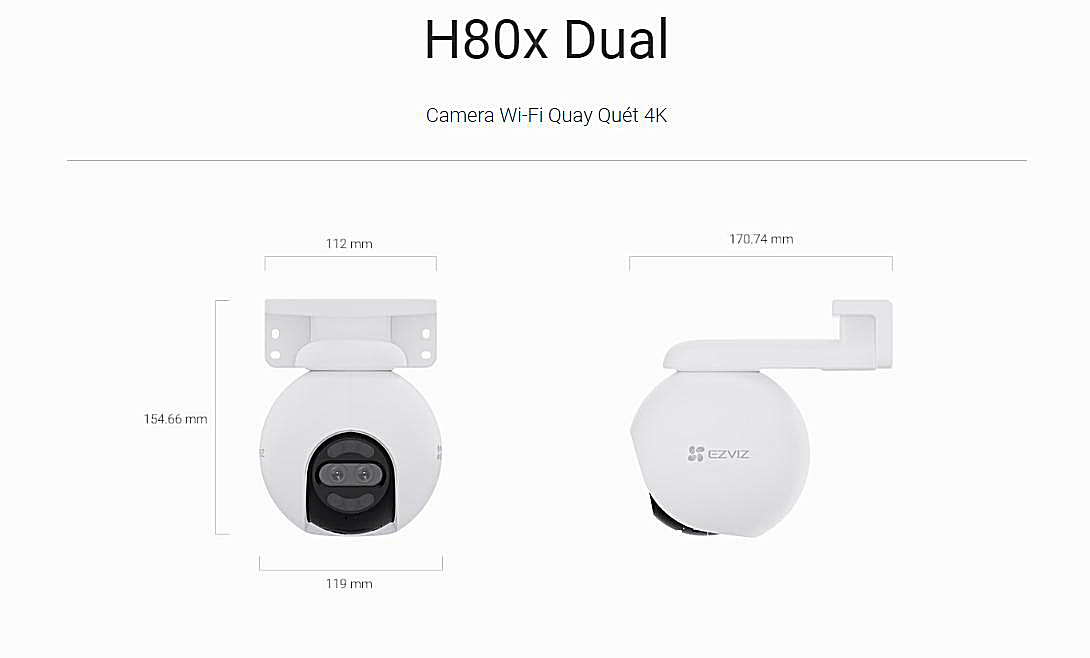 Camera Ezviz H80X ống kính kép độ phân giải lên tới 4K