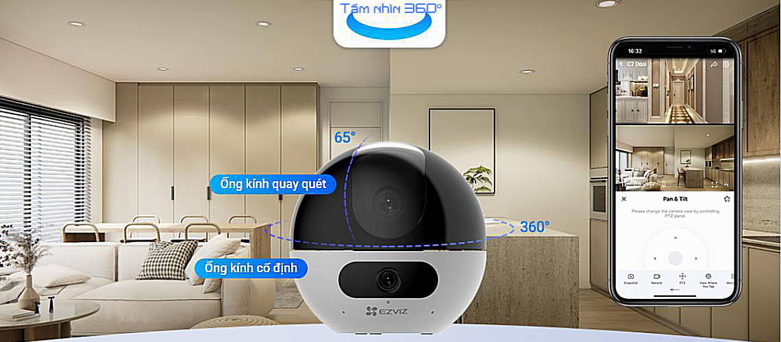 Camera Ezviz C7 ống kính kép 2 tầm nhìn độc lập bảo vệ toàn cảnh