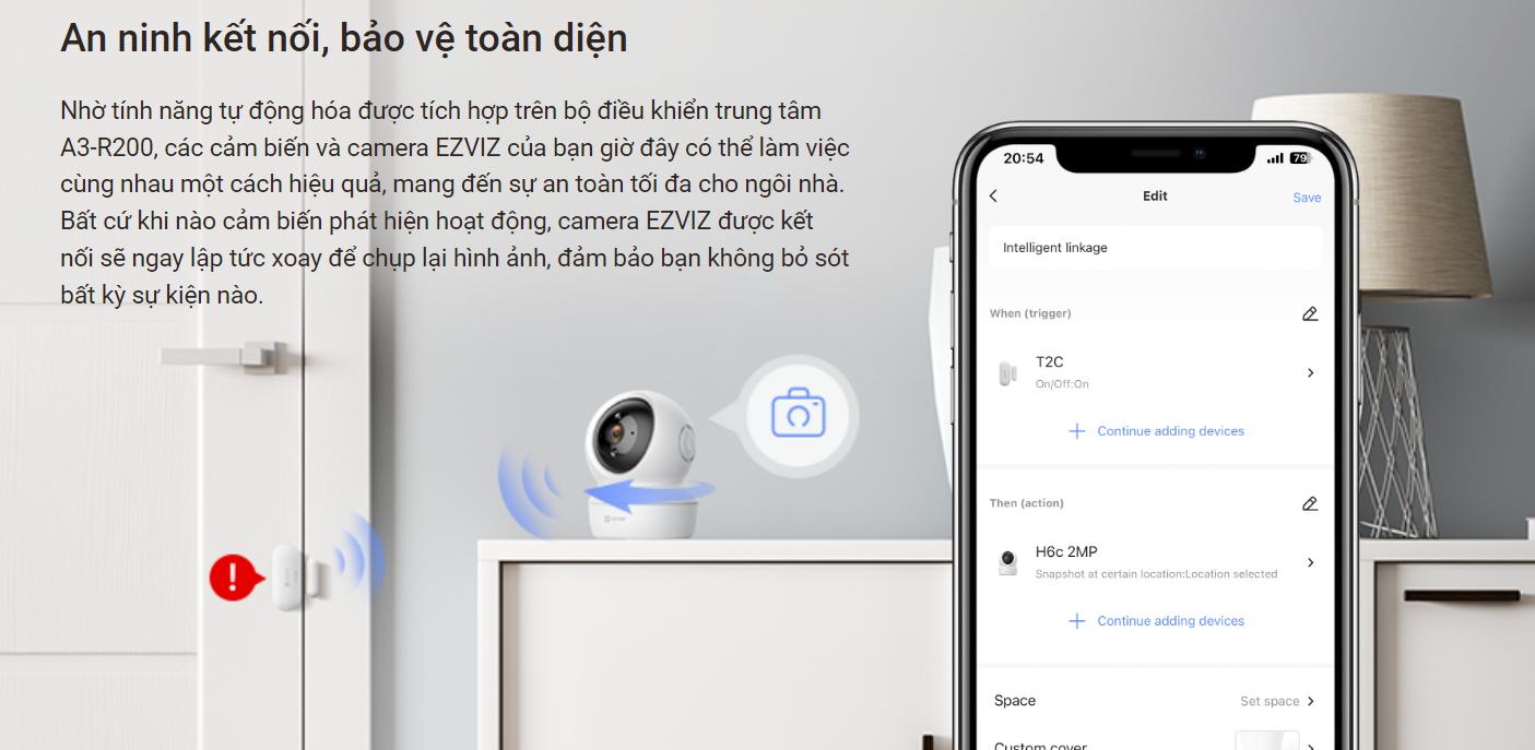 Bộ trung tâm Ezviz A3-R200 kết nối và điểu khiển thông minh