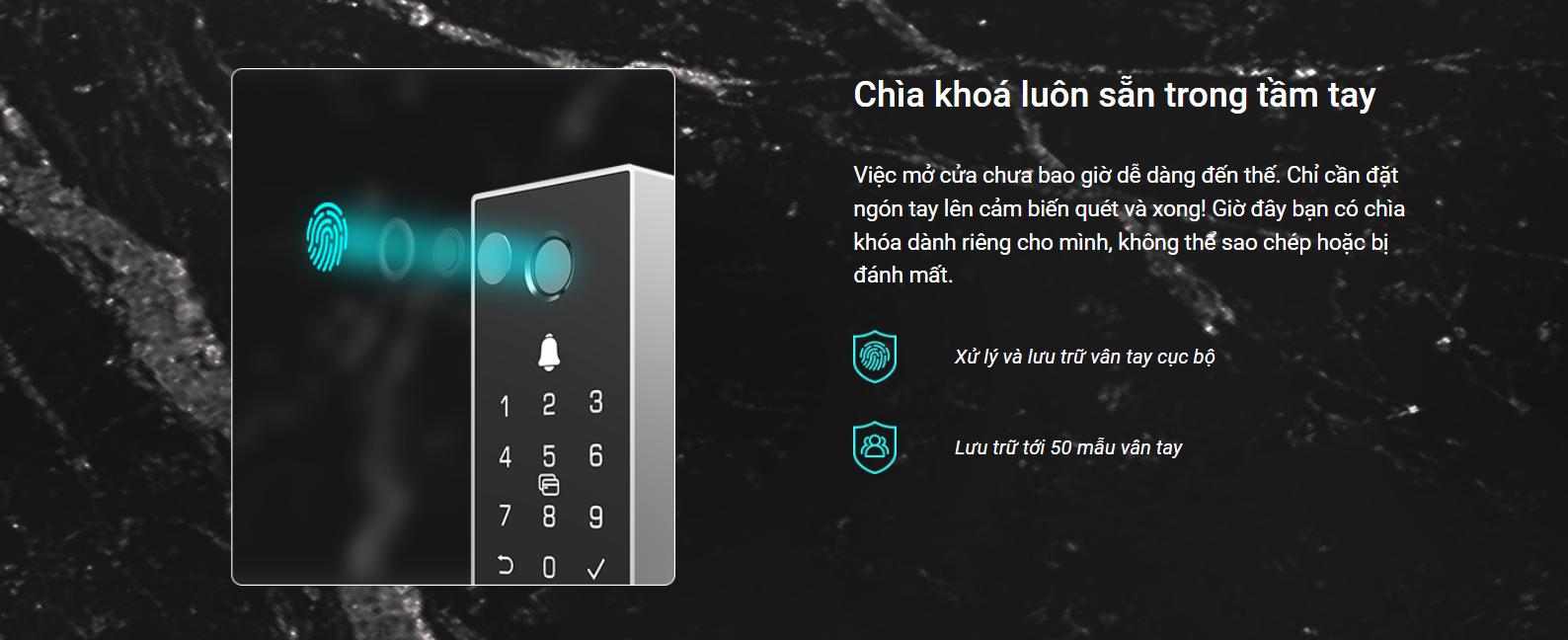 Khoá cửa điện tử Ezviz DL03 Pro dùng vân tay và điều khiển từ xa