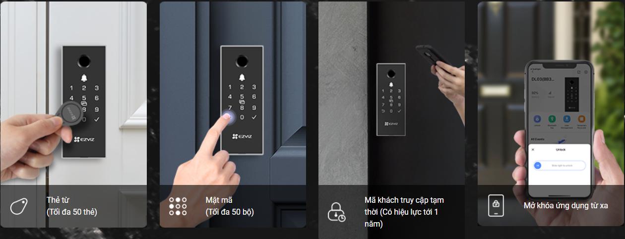 Khoá cửa điện tử Ezviz DL03 Pro dùng vân tay và điều khiển từ xa