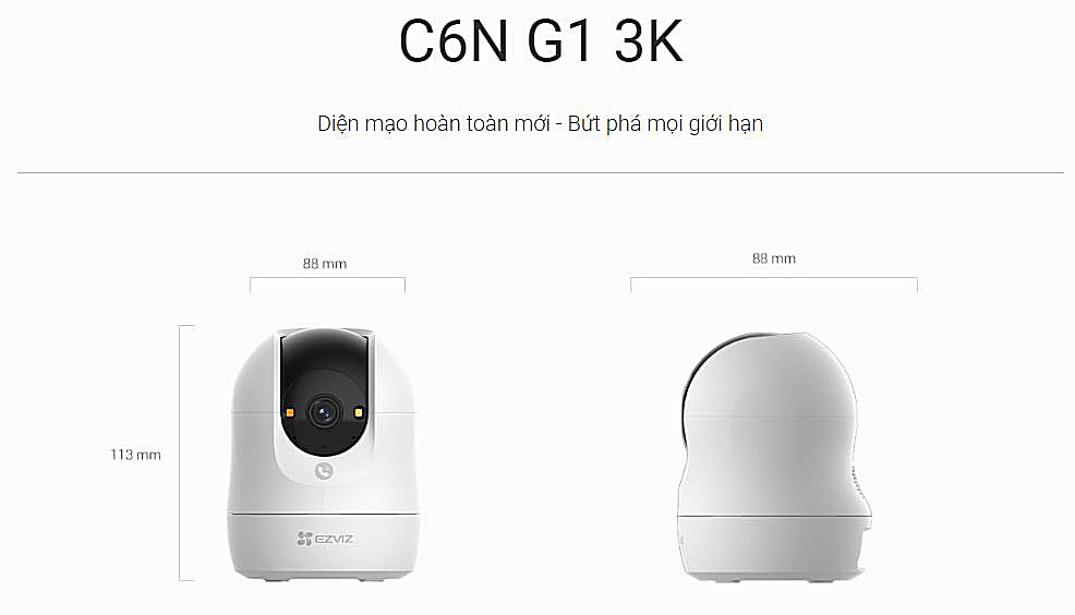 Camera Ezviz C6N G1 3K 5MP phát hiện chuyển động bằng AI