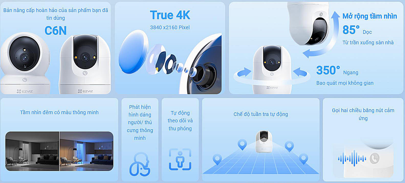 Camera Ezviz C6N G1 4K 8MP phát hiện chuyển động bằng AI