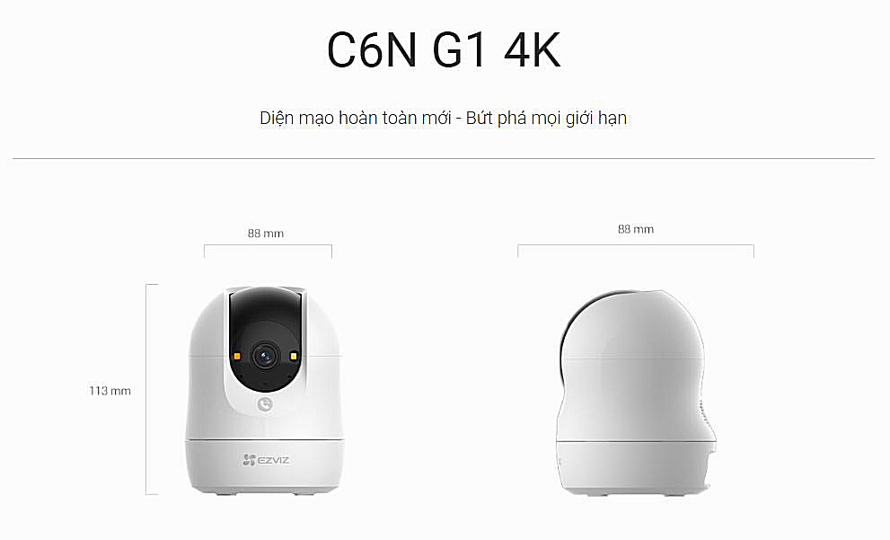 Camera Ezviz C6N G1 4K 8MP phát hiện chuyển động bằng AI