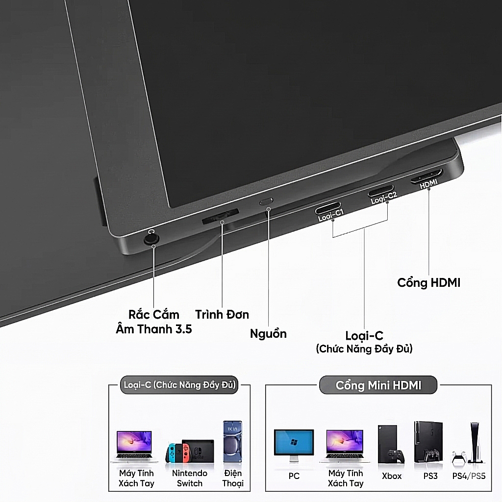 Màn Hình di động 15.6 Inch Full HD, USB-C, Mini HDMI, IPS, HDR10