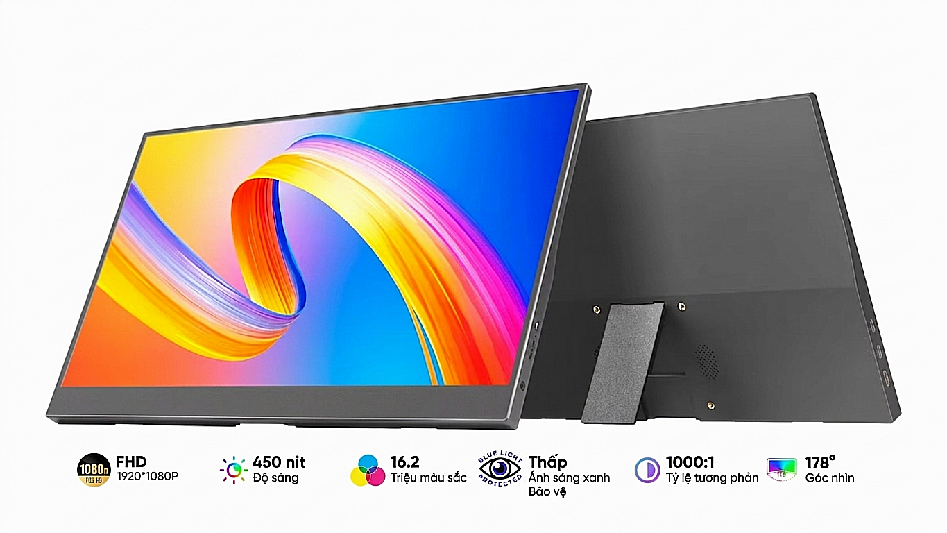 Màn Hình di động 15.6 Inch Full HD, USB-C, Mini HDMI, IPS, HDR10