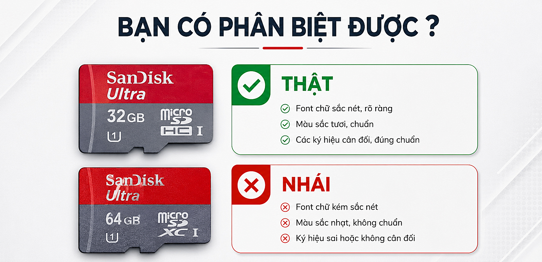 Tìm hiểu về thẻ nhớ chính hãng và cách phân biệt thẻ nhớ thật thẻ nhớ giả