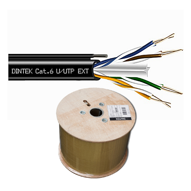 Cáp mạng Dintek Cat 6 1101-04057 ngoài trời có thép gia cường lực