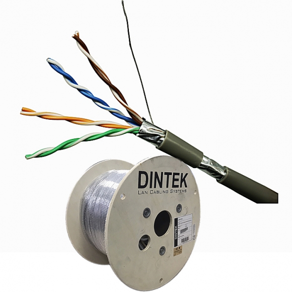 Cáp mạng Dintek Cat 5e F/UTP 1101-03011 bọc nhôm chống nhiễu ngoài trời có thép gia cường