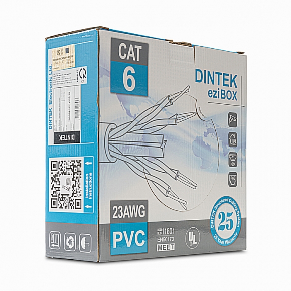 Cáp mạng DINTEK CAT 6 UTP thùng 100m 1101-04063 chuyên dụng